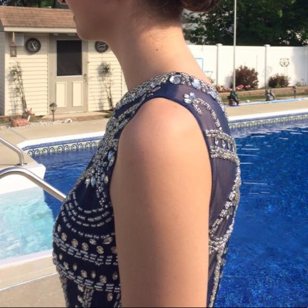 Retro Style Navy Prom Dress - Picture 3 of 3